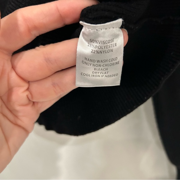 Black Ribbed Knit Sweater with Eyelet Lace Details by Calligraphie - Picture 4 of 6